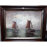 R** Clarys (20th century), Boats off the coast, oil on canvas, indistinctly signed, 60cm x 79cm.