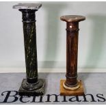 A Regency style faux marble painted jardiniere stand on a fluted column square plinth base,