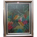 Naval (20th century), a Haitian scene of ferns and foliage, oil, indistinctly signed and dated '88,