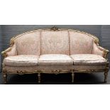 An 18th century Italian style gilt framed three piece suite to comprise; a sofa,