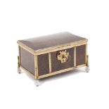 A French speckled agate and gilt metal casket, late 19th century,