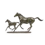 Jonathan Knight, a modern patinated bronze equestrian group signed, 'KNIGHT',