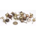 A large quantity of horological parts and accessories including; clock case brass embellishments,
