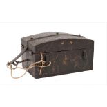 A cast iron strong box, 18th/19th century, with domed hinged cover,