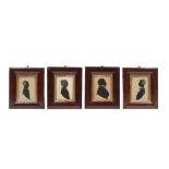 A set of four Victorian silhouette pictures, each in a rectangular rosewood frame, 16.5cm x 13.
