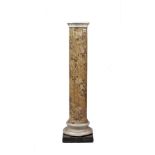 A 19th century faux marble pedestal, with turned column and stepped base, 114cm high.