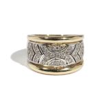 An 18ct yellow gold and diamond-set dress ring of tapered plaque design,