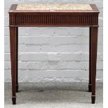 An 18th century Continental marble top console, with walnut single drawer base,