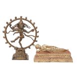 A 20th century Indian gilt bronze figure depicting Shiva Nataraja, standing,