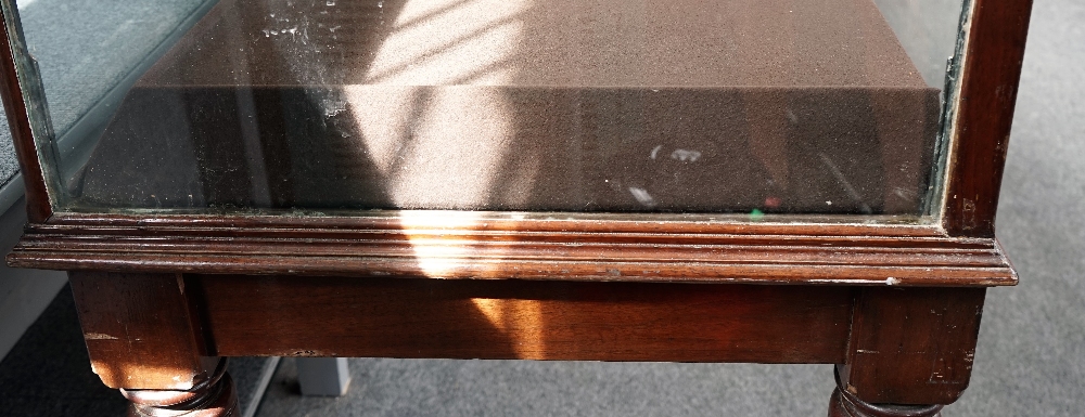 A pair of large 19th century mahogany rectangular museum display cases, on turned supports, - Image 6 of 6