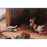 B**Bauckman (20th century), Poultry in a Barn; Goat and Ducks in a Barn, a pair, oil on board,