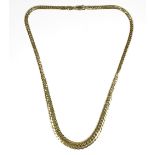 An 18ct gold necklace, in a graduated flat twist link design, on a sprung hook shaped clasp,