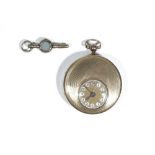 A French gold cased fob watch circa 1820, the engine turned dial,