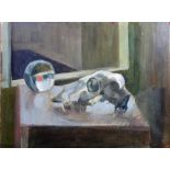 Manner of Francis Bacon, Still life, oil on board, unframed, 30.5cm x 40.5cm.