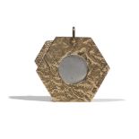 A 9ct gold mounted hexagonal slide action cigar cutter, having a bark textured finish, London 1963,