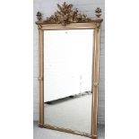 A 20th century French gilt framed mirror with bird, bow and quiver crest over rectangular plate,