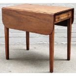 A George III mahogany Pembroke table with single frieze drawer, on square supports,