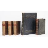 Three 19th century leather bound books; 'Cooks Voyages' 3 volumes,