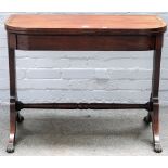 A Regency inlaid mahogany 'D' shape card table, on four splayed supports, 91cm wide x 70cm high.