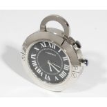 Cartier: a stainless steel Pasha travel alarm clock, model number 2754,