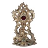 A 19th century giltwood carved pocket watch holder,