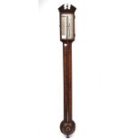 A George III inlaid mahogany stick barometer by Joseph Somalvico and Co.