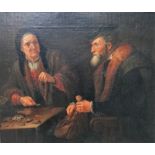 After David Teniers, The money lender, oil on canvas laid on board, 40cm x 47cm.
