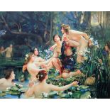 Continental School (20th century), Hylas and the Nymphs; Leda and the Swan, a pair, oil on canvas,