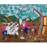 Pierre-Joseph Valcin (1927-2000), Voodoo Ceremony, Haiti, oil on board, signed, 49cm x 60.5cm.