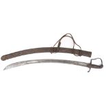 A mid-19th century sabre with curved steel blade, 83cm, steel hilt, and knuckle bow guard,