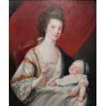 After Francis Cotes, Portrait of Queen Charlotte with the infant Princess Royal, oil on canvas,