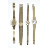 Baume & Mercier; a lady's 14ct gold bracelet wristwatch, the oval gilt metal dial,