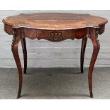 A Louis XV style kingwood rosewood ebonised inlaid and gilt metal mounted writing table, circa 1870,