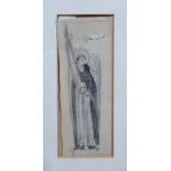 Attributed to Eric Gill (1882-1940), Angel - study for the Crucifixion, pencil, 11.5cm x 4cm.