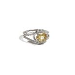 An 18ct white gold, yellow sapphire and diamond-set dress ring,