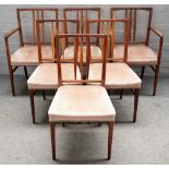 Gordon Russell, a set of six teak framed square back dining chairs, to include a pair of carvers,