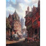 Felice Auguste Rezia (1866-1906), Continental town scene, oil on canvas, signed and dated 1885,