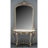 A white painted Victorian style arch top mirror,