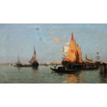 Luigi Steffani (1827-1898), Venice from the lagoon, oil on canvas, signed, 39.5cm x 68cm.