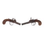 A 19th century flintlock pocket pistol by Elliot & Co with circular steel barrel, 7cm,