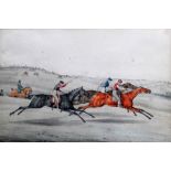 Henry Alken Senior (1785-1851), Steeplechase, watercolour and pencil, 17.5cm x 26.5cm.