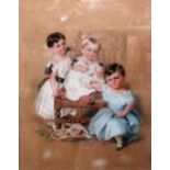 ** Gilbert (19th century), Portrait of three children, coloured chalks, signed and dated 1841-2,