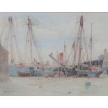 Claude Muncaster (1903-1974), Portsmouth Shipping, watercolour,