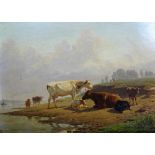 Dutch School (19th century), Cattle by an estuary, oil on panel, 26cm x 36cm.