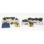 Dinky military vehicles, including; 660 Tank transporter, 666 Missile erector vehicle,