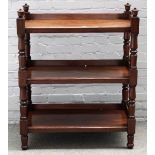 A Victorian mahogany three tier buffet, on turned supports, 92cm wide x 113cm high.