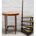 An Edwardian rosewood banded satinwood, oval occasional table, on tapering square supports,