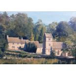 Julian Barrow (1939-2013), Bagendon, Cotswolds, oil on canvas, signed and dated '79, 24cm x 34cm.