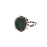 A late 18th/early 19th century blood stone-set swivel fob seal,