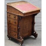 A Victorian inlaid burr walnut Davenport,